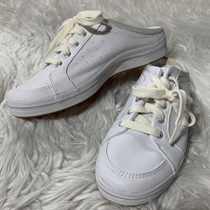 KEDS leather mule slip on white/silver rubber soles women’s sz 7.5